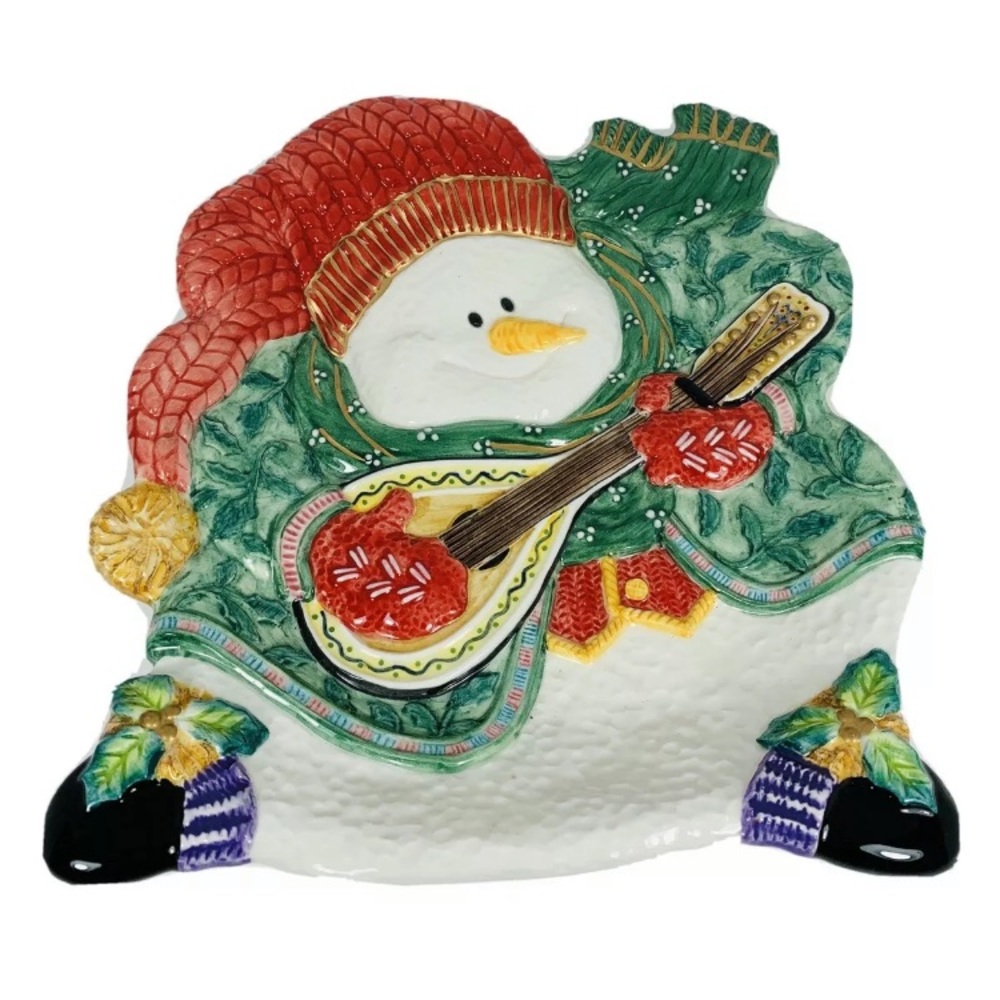 Fitz & Floyd "Snowman Jamboree Dish Canape Plate